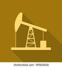 Gold oil derrick icon. Simple flat vector illustration, EPS 10.