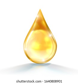 Gold Oil Or Honey Drop Isolated On White Background. EPS10 Vector