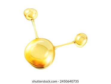 Gold oil molecule. 3D abstract molecular structure. Beauty science skincare molecular concept. Vector 3d illustration svg