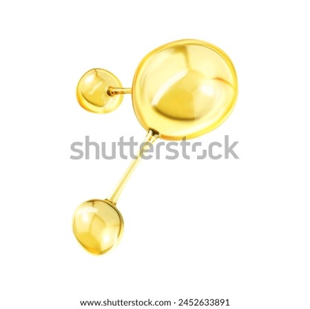 Gold oil molecule. 3D abstract molecular structure. Beauty science skincare molecular concept. Vector 3d illustration