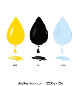 gold oil and water drop color vector illustration on a white