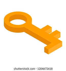 Gold old key icon. Isometric of gold old key vector icon for web design isolated on white background
