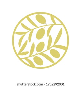 Logotipo de oliva dorada aislado de fondo blanco. Ilustración del vector