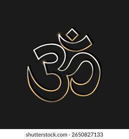 Modelo de desenho de sinal de ouro Om Hinduísmo, Aum símbolo poderoso de hindu