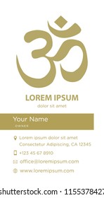 gold OM symbol, Spiritual icon in Buddhism, business card template