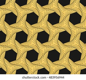 gold on black seamless geometric pattern, based on circles forms