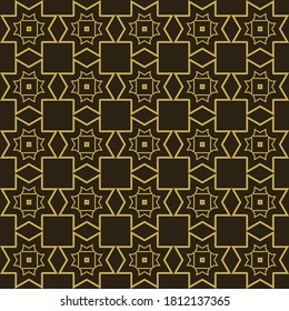 Gold on black seamless tile ornament background, wallpaper texture