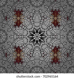 Gold on colorful background. Decorative symmetry arabesque. Medieval floral royal pattern. Vector illustration. Good for greeting card for birthday, invitation or banner.