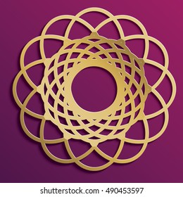 Gold on dark mandala round ornament background architectural muslim texture design. Can be used for brochures invitations,persian motif