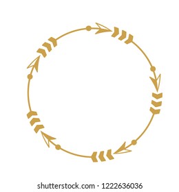 Gold on white circle arrow frame graphic vector design
