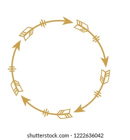 Gold auf dem Pfeil mit weißem Kreis, Rahmen für grafische Vektorillustration