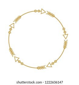 Gold on white circle arrow frame graphic vector design