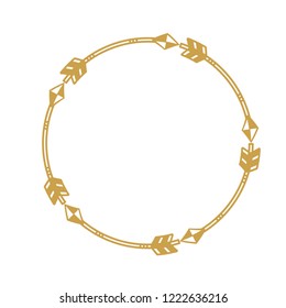 Gold on white circle arrow frame graphic vector design