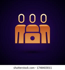 Icono de clase Gold Online aislado en fondo negro. Concepto de educación en línea.  Ilustración vectorial