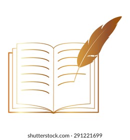 Gold Open book - vector icon