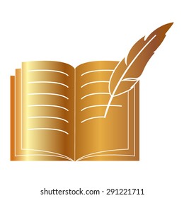Gold Open book - vector icon