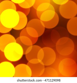 Gold and orange bokeh abstract light background. Vector illustration