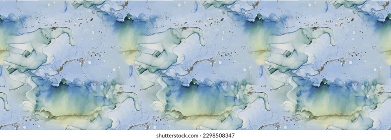 Gold Oriental Background. Foil Art Paint. Marble Green Water Color. Metal Vector Ink Background. Light Elegant Glitter. Blue Marble Watercolor. Luxury Alcohol Ink Canvas. Vector Abstract Template.