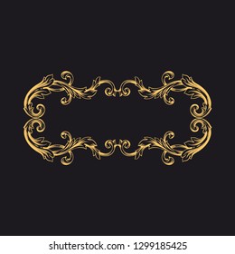 Gold ornament baroque style. Retro rococo decoration element with flourishes calligraphic.  
You can use for wedding decoration of greeting card and laser cutting.