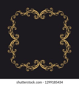 Gold ornament baroque style. Retro rococo decoration element with flourishes calligraphic.  
You can use for wedding decoration of greeting card and laser cutting.
