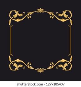 Gold ornament baroque style. Retro rococo decoration element with flourishes calligraphic.  
You can use for wedding decoration of greeting card and laser cutting.