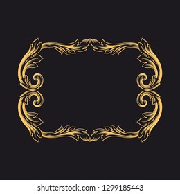 Gold ornament baroque style. Retro rococo decoration element with flourishes calligraphic.  
You can use for wedding decoration of greeting card and laser cutting.