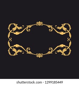 Gold ornament baroque style. Retro rococo decoration element with flourishes calligraphic.  
You can use for wedding decoration of greeting card and laser cutting.