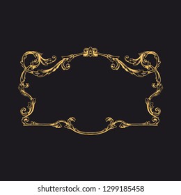 Gold ornament baroque style. Retro rococo decoration element with flourishes calligraphic.  
You can use for wedding decoration of greeting card and laser cutting.