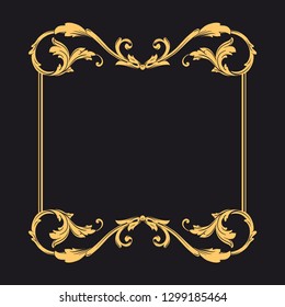Gold ornament baroque style. Retro rococo decoration element with flourishes calligraphic.  
You can use for wedding decoration of greeting card and laser cutting.
