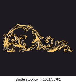 Gold ornament baroque style. Retro rococo decoration element with flourishes calligraphic. You can use for wedding decoration of greeting card and laser cutting.