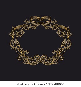 Gold ornament baroque style. Retro rococo decoration element with flourishes calligraphic. You can use for wedding decoration of greeting card and laser cutting.