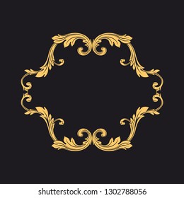 Gold ornament baroque style. Retro rococo decoration element with flourishes calligraphic. You can use for wedding decoration of greeting card and laser cutting.