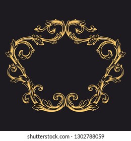 Gold ornament baroque style. Retro rococo decoration element with flourishes calligraphic. You can use for wedding decoration of greeting card and laser cutting.