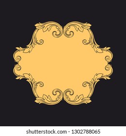 Gold ornament baroque style. Retro rococo decoration element with flourishes calligraphic. You can use for wedding decoration of greeting card and laser cutting.
