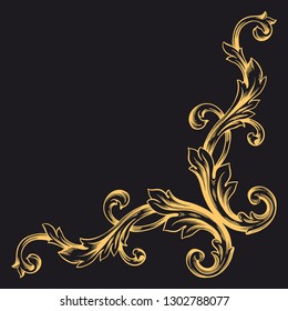 Gold ornament baroque style. Retro rococo decoration element with flourishes calligraphic. You can use for wedding decoration of greeting card and laser cutting.