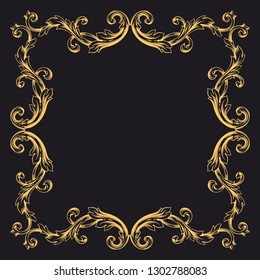 Gold ornament baroque style. Retro rococo decoration element with flourishes calligraphic. You can use for wedding decoration of greeting card and laser cutting.