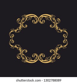 Gold ornament baroque style. Retro rococo decoration element with flourishes calligraphic. You can use for wedding decoration of greeting card and laser cutting.