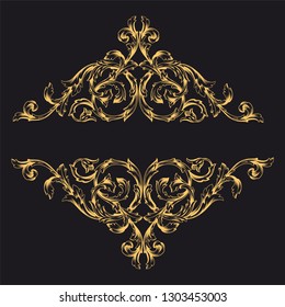 Gold ornament baroque style. Retro rococo decoration element with flourishes calligraphic. You can use for wedding decoration of greeting card and laser cutting