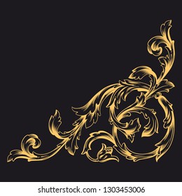 Gold ornament baroque style. Retro rococo decoration element with flourishes calligraphic. You can use for wedding decoration of greeting card and laser cutting