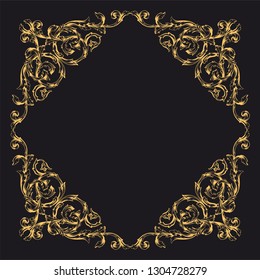 Gold ornament baroque style. Retro rococo decoration element with flourishes calligraphic. You can use for wedding decoration of greeting card and laser cutting