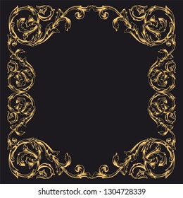 Gold ornament baroque style. Retro rococo decoration element with flourishes calligraphic. You can use for wedding decoration of greeting card and laser cutting