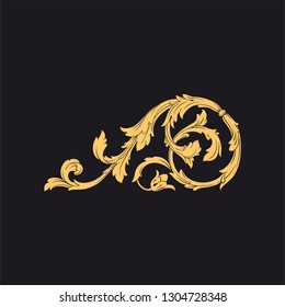 Gold ornament baroque style. Retro rococo decoration element with flourishes calligraphic. You can use for wedding decoration of greeting card and laser cutting