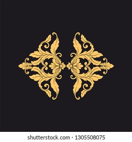 Gold ornament baroque style. Retro rococo decoration element with flourishes calligraphic. You can use for wedding decoration of greeting card and laser cutting 