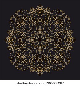 Gold ornament baroque style. Retro rococo decoration element with flourishes calligraphic. You can use for wedding decoration of greeting card and laser cutting 