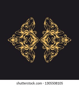 Gold ornament baroque style. Retro rococo decoration element with flourishes calligraphic. You can use for wedding decoration of greeting card and laser cutting 