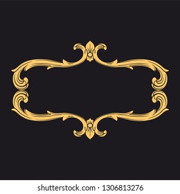 Gold ornament baroque style. Retro rococo decoration element with flourishes calligraphic. You can use for wedding decoration of greeting card and laser cutting