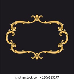 Gold ornament baroque style. Retro rococo decoration element with flourishes calligraphic. You can use for wedding decoration of greeting card and laser cutting