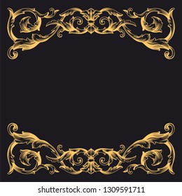 Gold ornament baroque style. Retro rococo decoration element with flourishes calligraphic. You can use for wedding decoration of greeting card and laser cutting