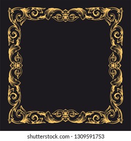 Gold ornament baroque style. Retro rococo decoration element with flourishes calligraphic. You can use for wedding decoration of greeting card and laser cutting