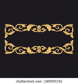 Gold ornament baroque style. Retro rococo decoration element with flourishes calligraphic. You can use for wedding decoration of greeting card and laser cutting